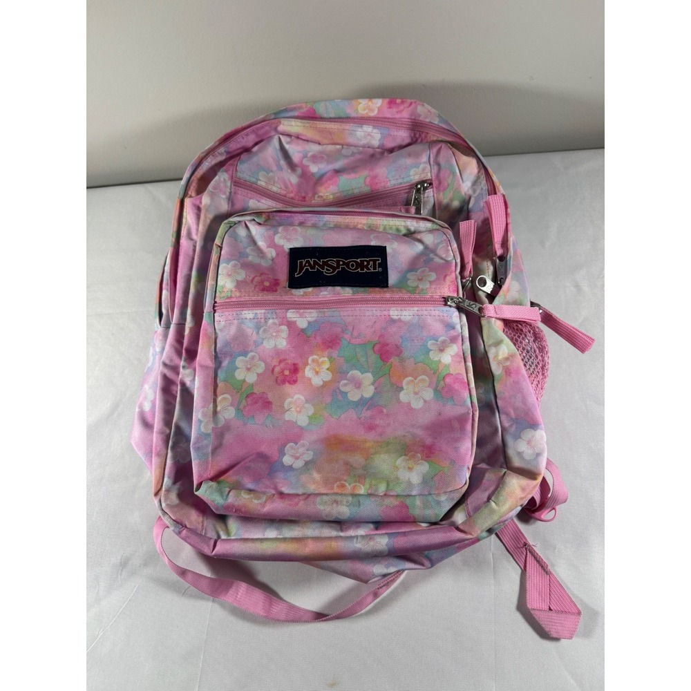 JanSport Big Student Backpack Pink Floral Watercolor School Bag